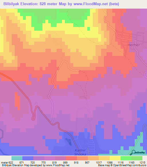 Bilbilyak,Azerbaijan Elevation Map