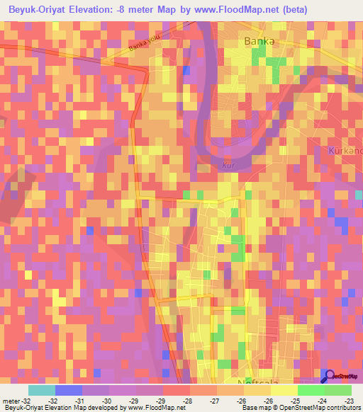 Beyuk-Oriyat,Azerbaijan Elevation Map