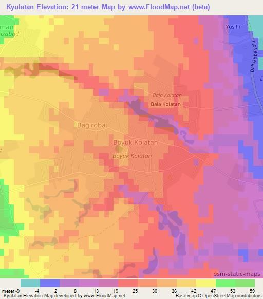 Kyulatan,Azerbaijan Elevation Map