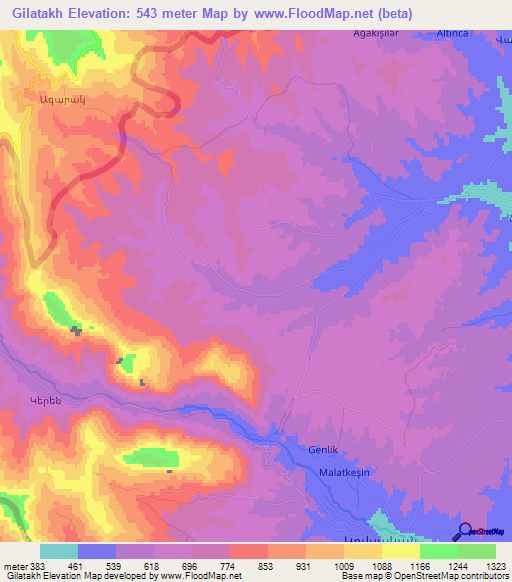 Gilatakh,Azerbaijan Elevation Map