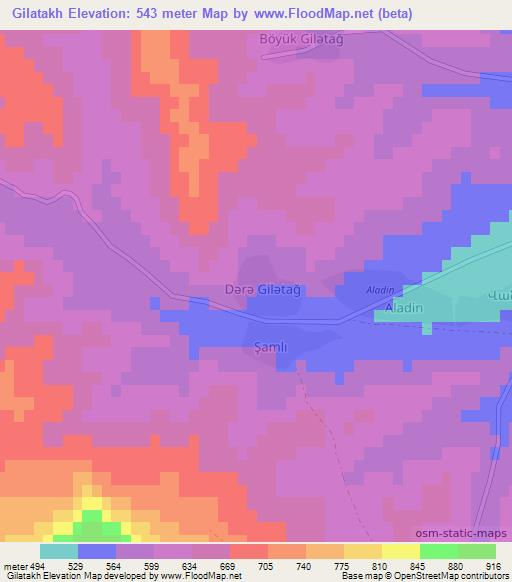 Gilatakh,Azerbaijan Elevation Map