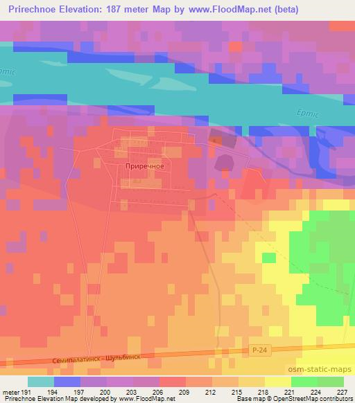 Prirechnoe,Kazakhstan Elevation Map