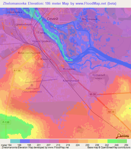 Zhelomanovka,Kazakhstan Elevation Map
