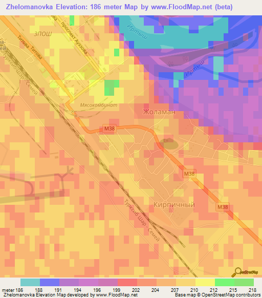 Zhelomanovka,Kazakhstan Elevation Map