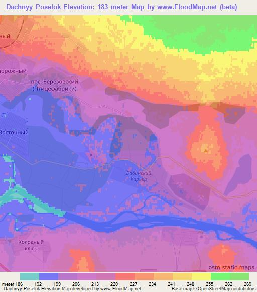 Dachnyy Poselok,Kazakhstan Elevation Map