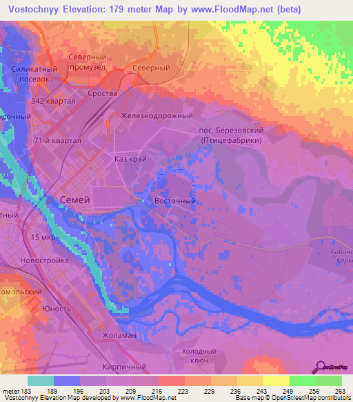 Vostochnyy,Kazakhstan Elevation Map