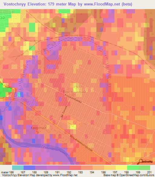Vostochnyy,Kazakhstan Elevation Map