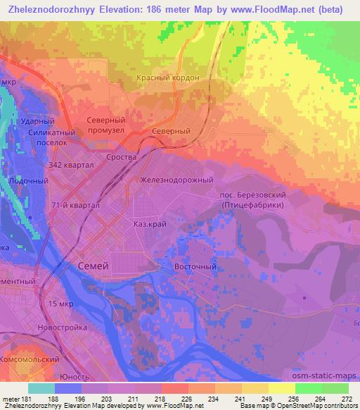 Zheleznodorozhnyy,Kazakhstan Elevation Map