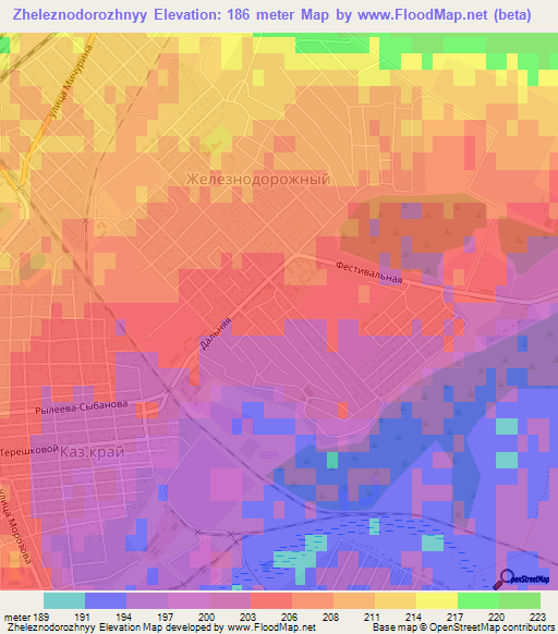 Zheleznodorozhnyy,Kazakhstan Elevation Map