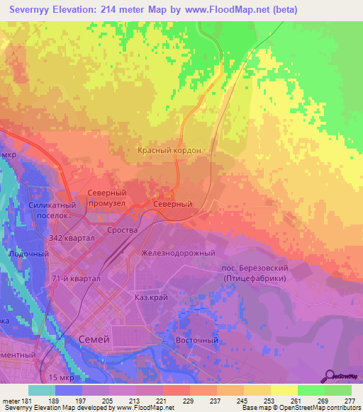 Severnyy,Kazakhstan Elevation Map