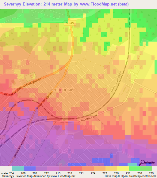 Severnyy,Kazakhstan Elevation Map