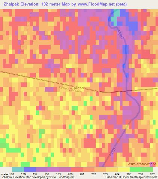 Zhalpak,Kazakhstan Elevation Map