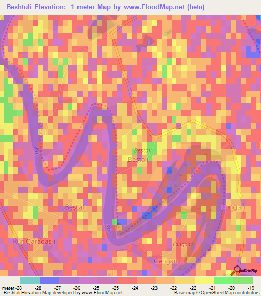 Beshtali,Azerbaijan Elevation Map