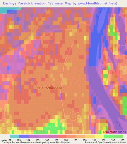 Dachnyy Poselok,Kazakhstan Elevation Map