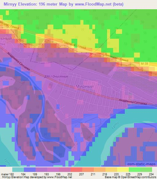 Mirnyy,Kazakhstan Elevation Map
