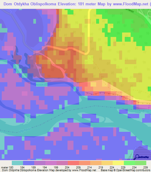 Dom Otdykha Oblispolkoma,Kazakhstan Elevation Map