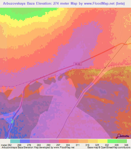 Arbuzovskaya Baza,Kazakhstan Elevation Map