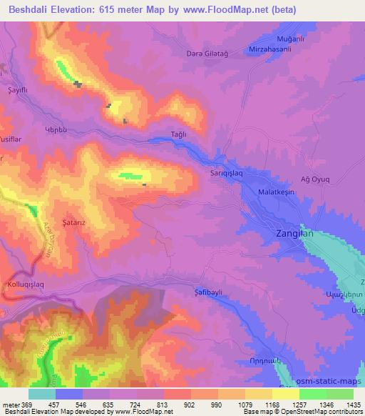 Beshdali,Azerbaijan Elevation Map