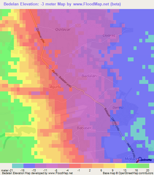 Bedelan,Azerbaijan Elevation Map
