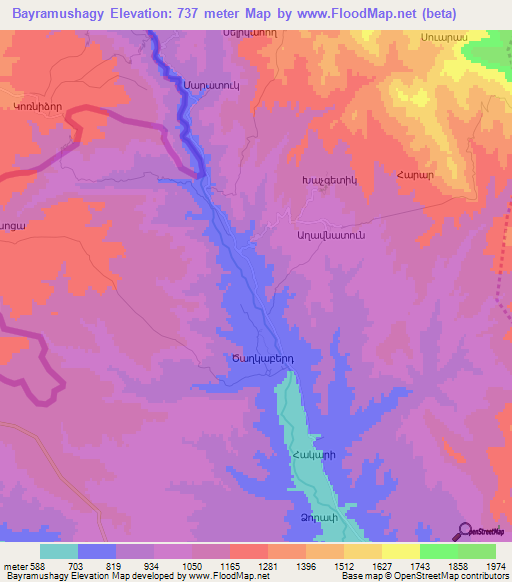 Bayramushagy,Azerbaijan Elevation Map