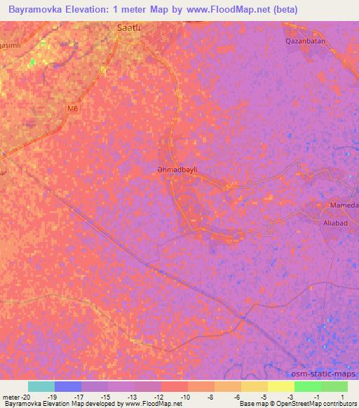 Bayramovka,Azerbaijan Elevation Map