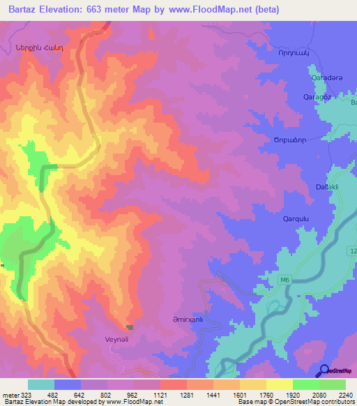 Bartaz,Azerbaijan Elevation Map