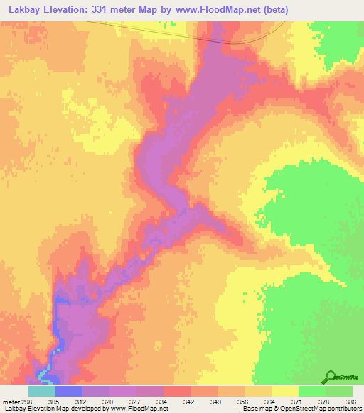 Lakbay,Kazakhstan Elevation Map