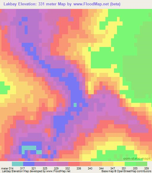 Lakbay,Kazakhstan Elevation Map