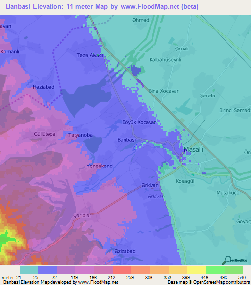 Banbasi,Azerbaijan Elevation Map