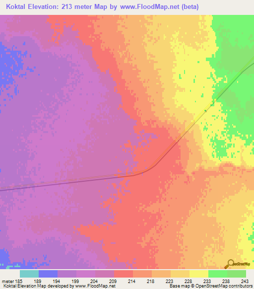 Koktal,Kazakhstan Elevation Map
