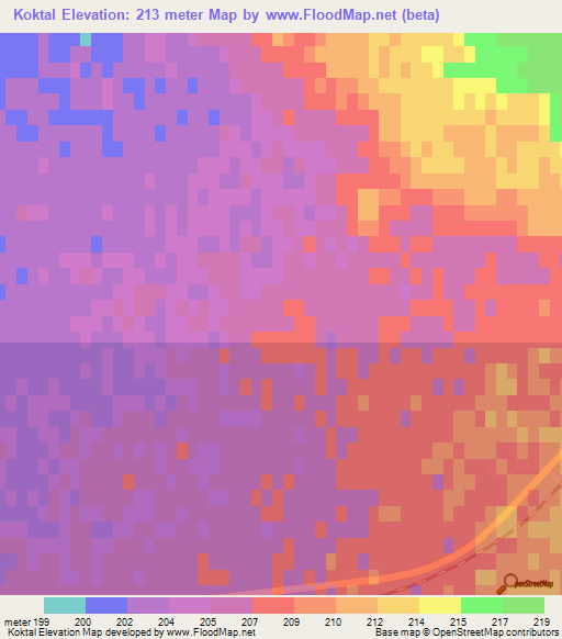 Koktal,Kazakhstan Elevation Map