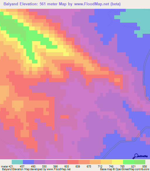 Balyand,Azerbaijan Elevation Map