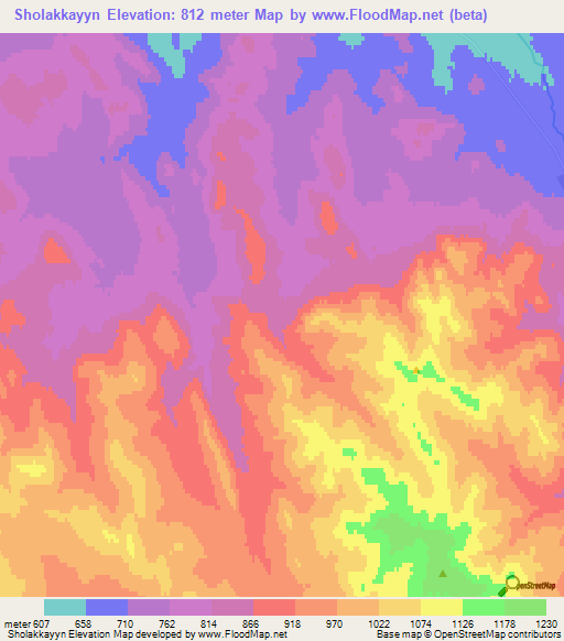 Sholakkayyn,Kazakhstan Elevation Map