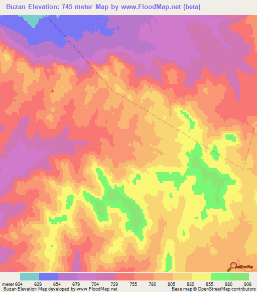 Buzan,Kazakhstan Elevation Map