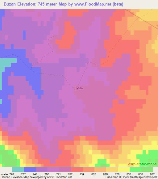 Buzan,Kazakhstan Elevation Map
