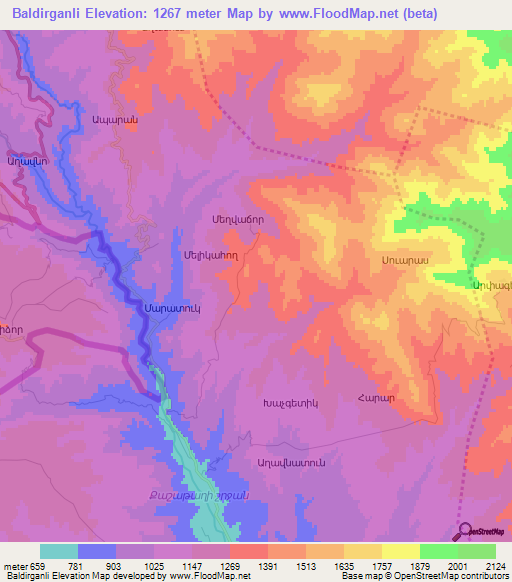 Baldirganli,Azerbaijan Elevation Map