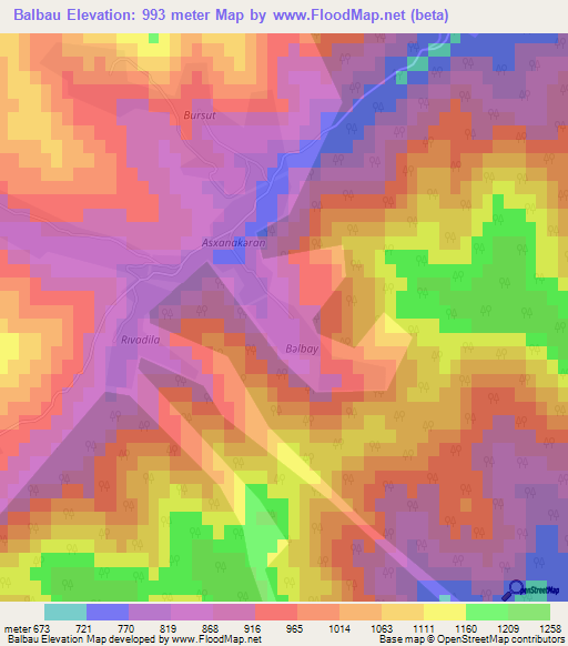 Balbau,Azerbaijan Elevation Map
