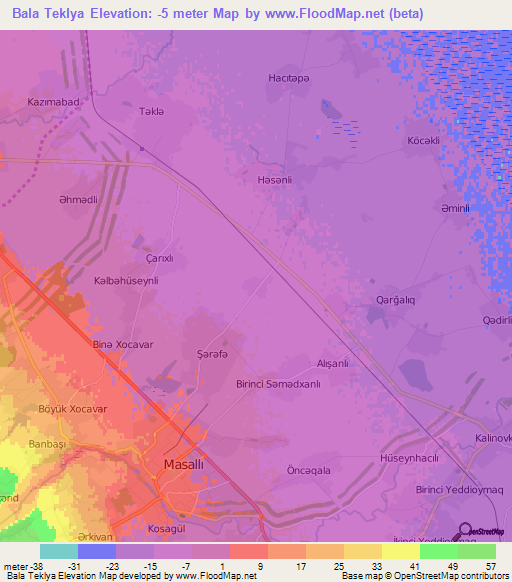 Bala Teklya,Azerbaijan Elevation Map