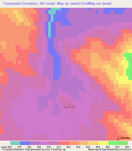 Tomarasha,Kazakhstan Elevation Map