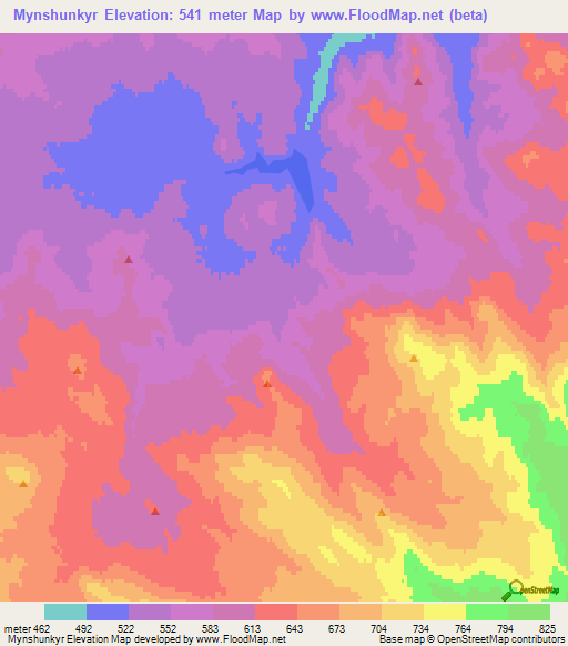 Mynshunkyr,Kazakhstan Elevation Map
