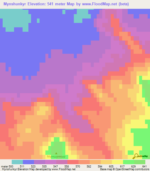 Mynshunkyr,Kazakhstan Elevation Map