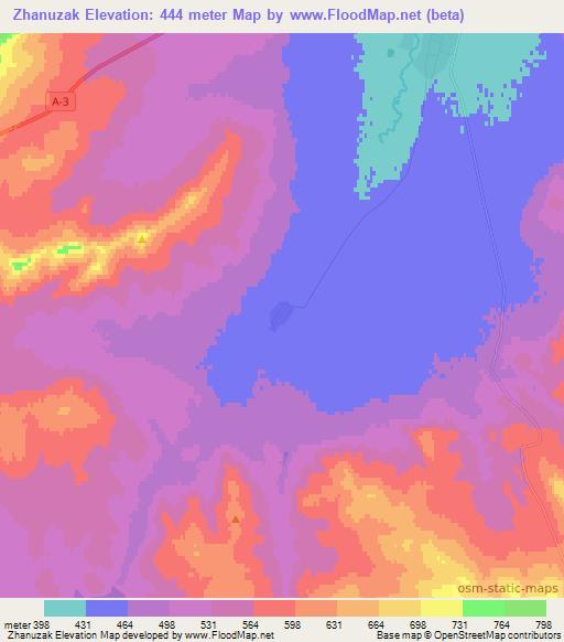 Zhanuzak,Kazakhstan Elevation Map