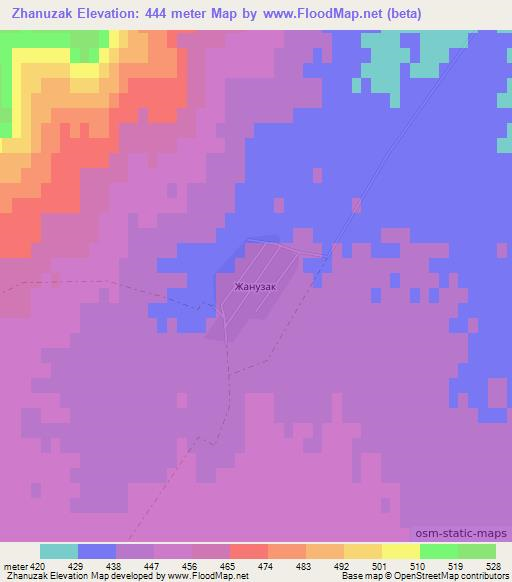 Zhanuzak,Kazakhstan Elevation Map