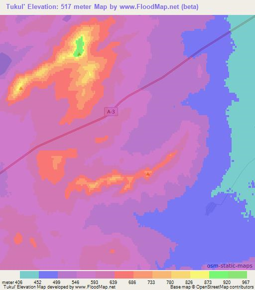Tukul',Kazakhstan Elevation Map