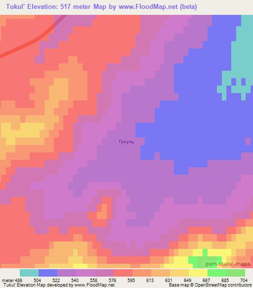 Tukul',Kazakhstan Elevation Map