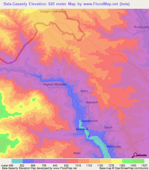 Bala-Gasanly,Azerbaijan Elevation Map