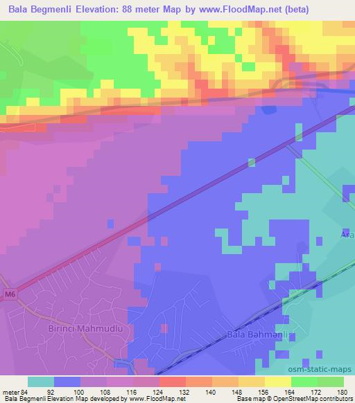 Bala Begmenli,Azerbaijan Elevation Map