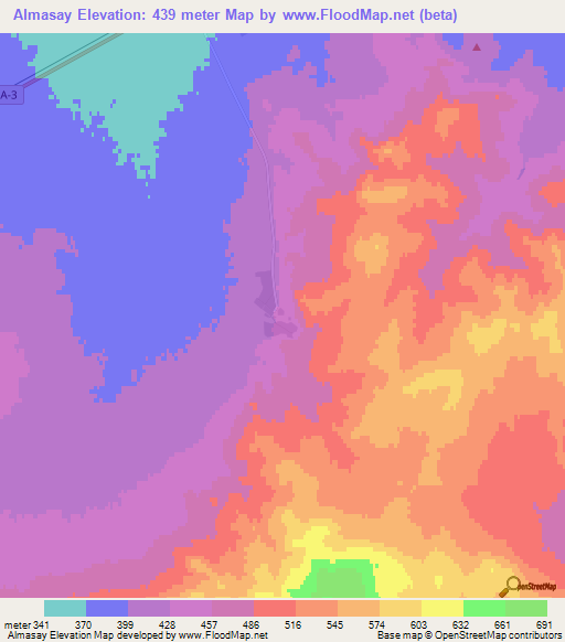 Almasay,Kazakhstan Elevation Map