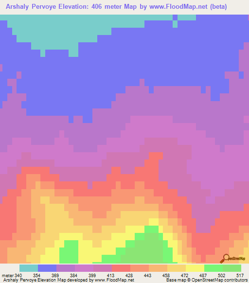 Arshaly Pervoye,Kazakhstan Elevation Map