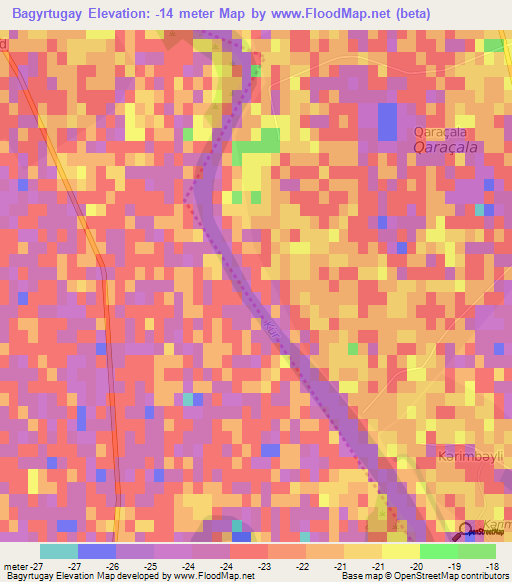 Bagyrtugay,Azerbaijan Elevation Map